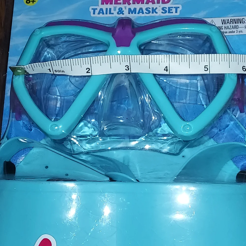 Mermaid Tail & Goggle Mask Swim Set Blue Kids Adjustable New